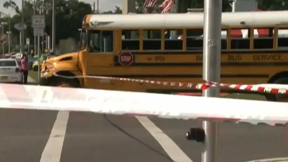 Two girls were wounded when shots were fired at a school bus in Jacksonville Fla