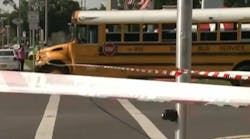 Two girls were wounded when shots were fired at a school bus in Jacksonville, Fla.