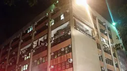 An explosion in a science lab at John F Kennedy High School in New York City injured three workers An explosion in a science lab at John F Kennedy High School in New York City injured three workers