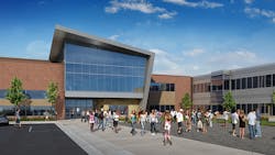 A rendering of plans for a new high school in St Peter Minn A rendering of plans for a new high school in St Peter Minn