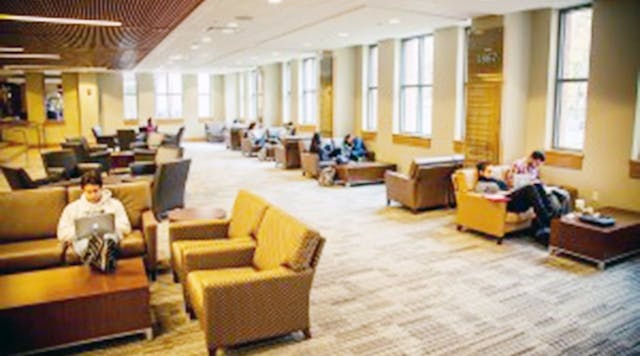 Automated shades at Drew University&apos;s Ehinger Center adjust throughout the day to reduce glare from the sun.