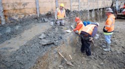 Workers uncovered mammoth bones at Oregon State University&apos;s Valley Football Center.