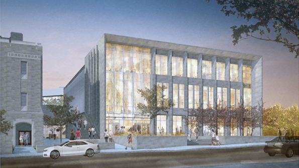 Rendering of the O39Neill Graduate Center under construction at Indiana University Bloomington