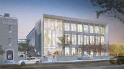 Rendering of the O39Neill Graduate Center under construction at Indiana University Bloomington