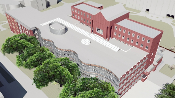 Rendering of addition and renovation of the Freeman School of Business at Tulane University