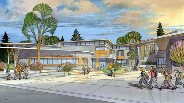 A rendering of what a kindergartenonly campus in the Mulkiteo Wash district may look like