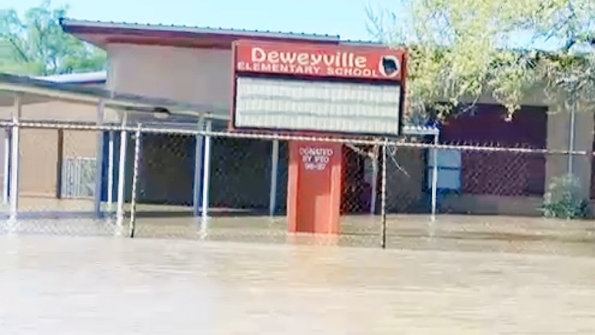 Because Deweyville Elementary School has been damaged by flooding students will be moved to the town39s high school campus