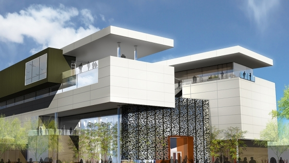 A rendering of Hospitality Hall under construction at the University of Nevada Las Vegas