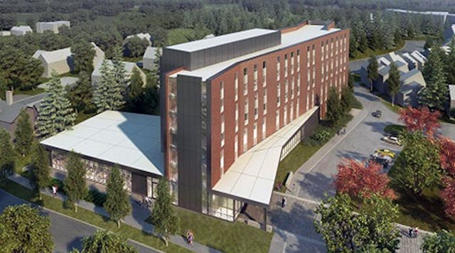 Rendering of plans for new residence hall and conference center at Plymouth State University.