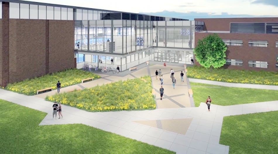 Rendering of wellness and recreation center under construction.