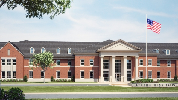 Rendering of plans for a new high school in Athens Ala