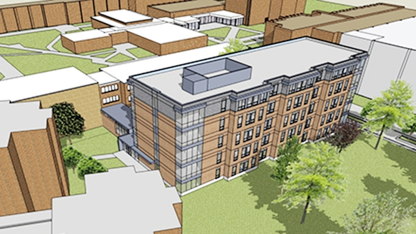 Rendering of plans for a residence hall at Concordia University Chicago