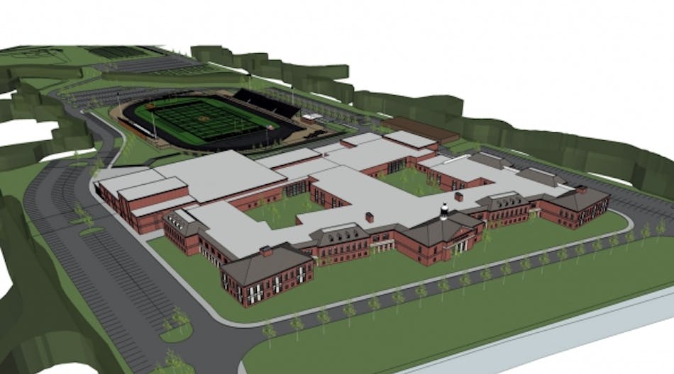 Rendering of plans for middle/high school in North Olmsted, Ohio.