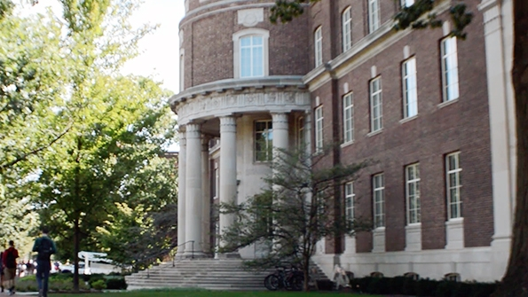 The renovation of Steidle Hall at Penn State University preserved the familiar pillars on the exterior of the 1929 building