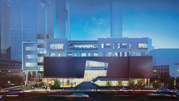 Rendering of plans for a new campus for Houston39s high school for visual and performing arts