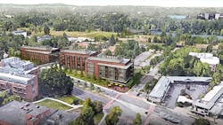 A rendering of plans for the Phil and Penny Knight Campus for Accelerating Scientific Impact A rendering of plans for the Phil and Penny Knight Campus for Accelerating Scientific Impact