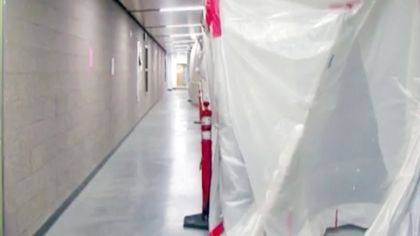 Repairs on a flooded section of Roosevelt High School in Portland Ore will take weeks