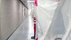 Repairs on a flooded section of Roosevelt High School in Portland Ore will take weeks Repairs on a flooded section of Roosevelt High School in Portland Ore will take weeks