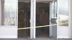 Doors were propped open at Helena High School to air out the smokedamaged interior Doors were propped open at Helena High School to air out the smokedamaged interior