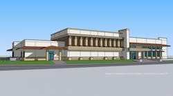 Rendering of plans for academic building at Ave Maria University.