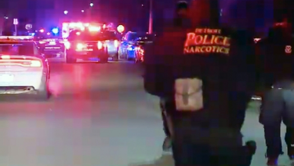 Police investigate the shooting of a Wayne State University police officer