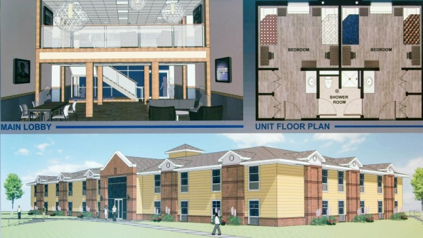 A rendering of plans for new student housing at Northeastern Oklahoma AampM College