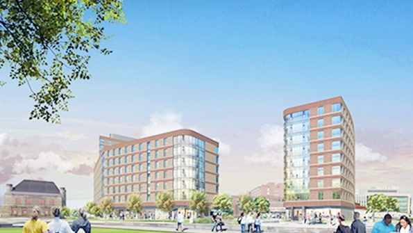 Rendering of student housing complex planned for University of Massachusetts Boston