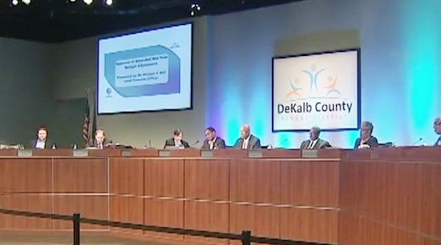 The DeKalb County School Board discusses its $500 million plan to upgrade facilities.