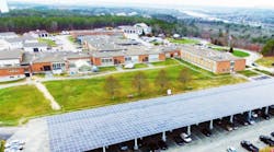 A solar canopy now covers the parking lot at Upper Cape Cod Regional Technical School.