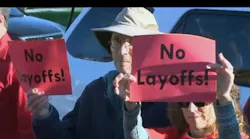 Protesters urged the San Diego school board not to eliminate district jobs