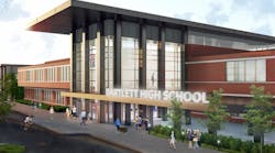 Rendering of plans for renovating Bartlett High School.