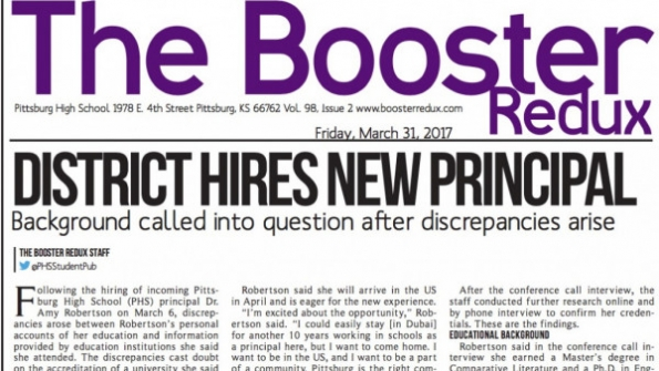 The March 31 edition of the Pittsburg High School newspaper raised questioned about the school39s new principal