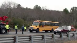 Authorities are investigating a school bus crash in Bedford Mass that caused minor injuries to 23 students
