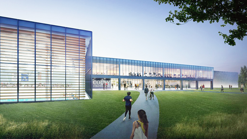 Rendering of plans for athletic facility at Colby College