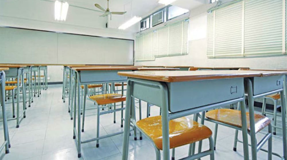 Light colors on interior finishes in a school classroom enable daylight to be reflected throughout a space.