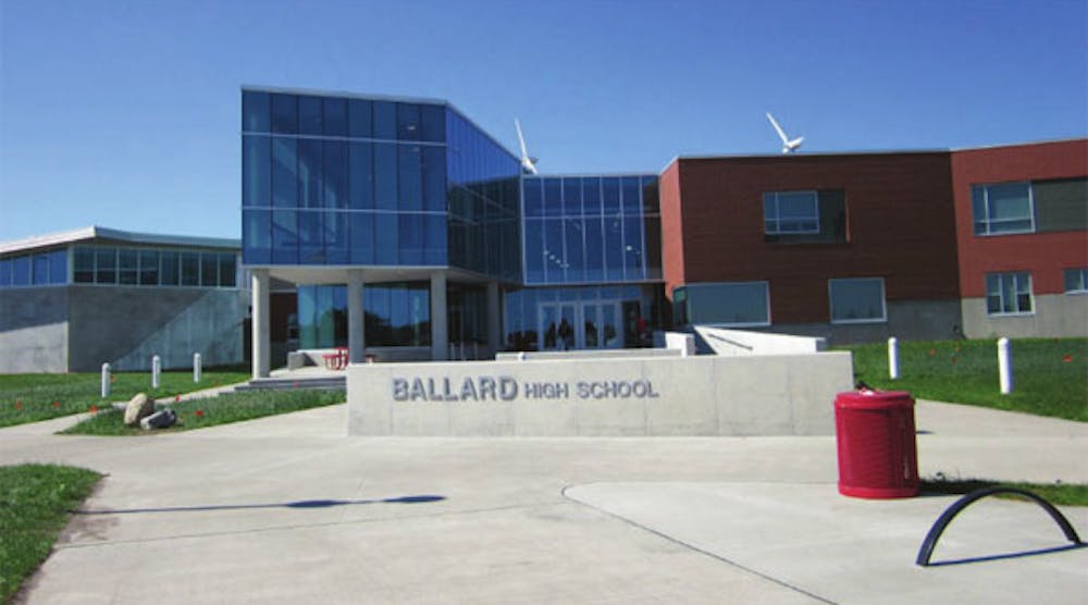 Ballard High School, Huxley, Iowa, has 18,000 square feet of high-performance glass.