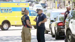 Emergency personnel on the scene of a fatal stabbing at the University of Texas at Austin