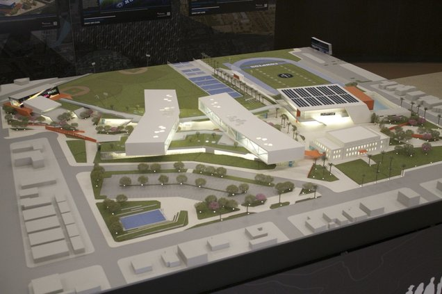A model of plans for a new Compton High School
