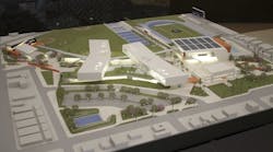 A model of plans for a new Compton High School.