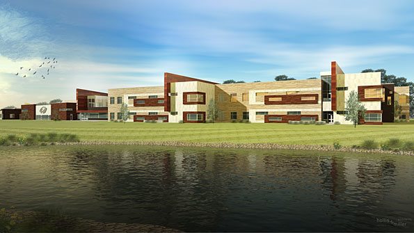 Rendering of an elementary and middle school being rebuilt in Joplin Missouri