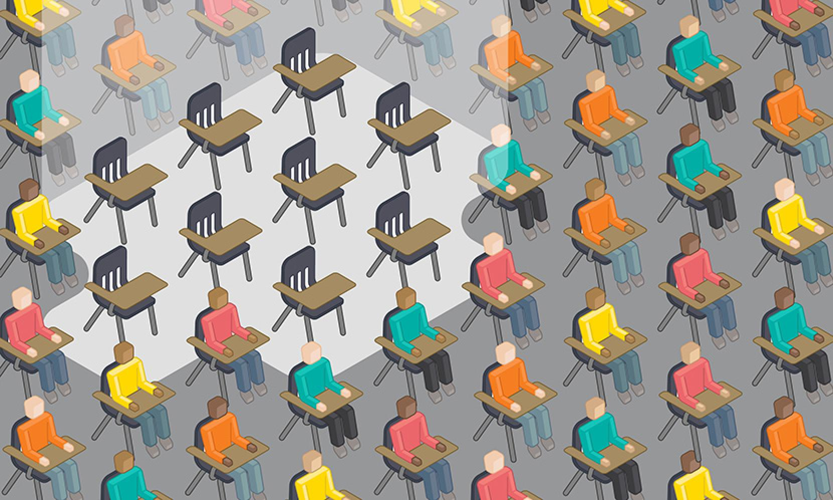 empty desks illustration