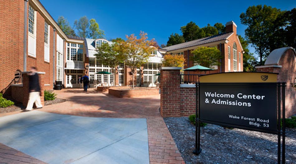 The Wake Forest center was designed to revere the Georgian Revival style of the campus, while taking advantage of modern materials and respecting the environment. Architect: LAMBERT Architecture + Interiors