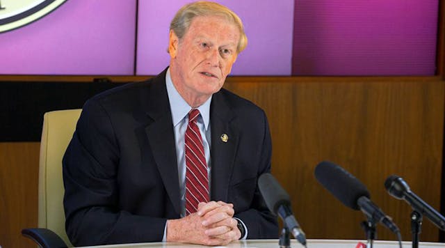 University President John Thrasher announces a suspension of all fraternities and sororities.