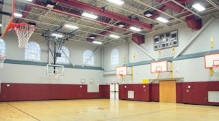 The 13,700-square-foot addition to Garden City Middle School, Garden City, N.Y., houses a new gymnasium. Photo by Peter Wilk/Wilk Marketing Communications