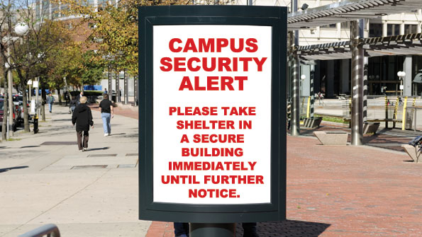 Education institutions should consider visual indicators including message displays to convey a crisis on campus