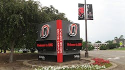 Entrance monuments at the University of Nebraska Omaha carry the institutionrsquos brand campus name and electronic information panels which are changed as events dictate Entrance monuments at the University of Nebraska Omaha carry the institutionrsquos brand campus name and electronic information panels which are changed as events dictate
