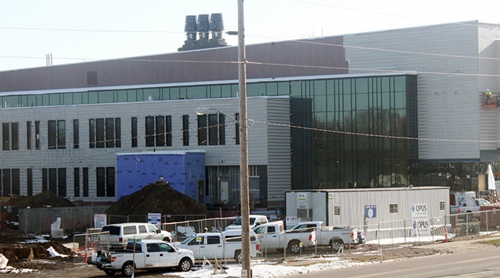 The Jack and Mary DeWitt Family Science Center is under construction at Northwestern College