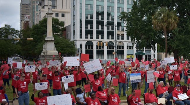 Teachers rally for better pay at the South Carolina state capitol.