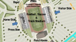 Design plans for Clear Creek ISD&apos;s new stadium. (Photo credit: PBK Sports)