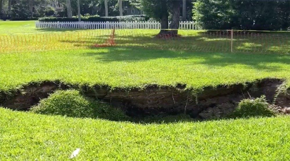 A sinkhole has opened up on the DeLand, Fla., campus of Stetson University